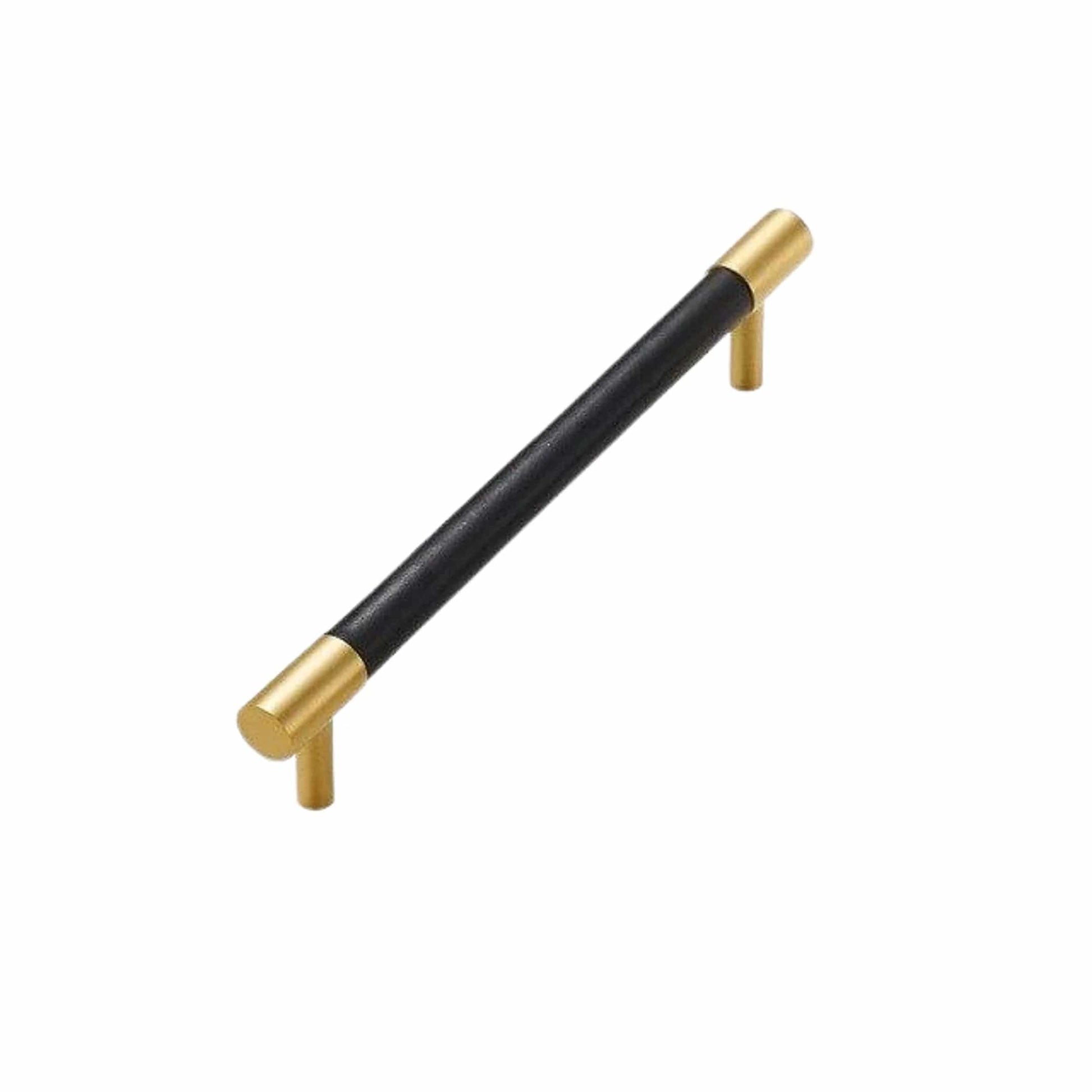 130 x 37mm (HS96) / Black / Solid Brass and Leather Bayside Luxe - Flemington Leather Bound Handle