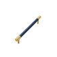 130 x 37mm (HS96) / Blue / Solid Brass and Leather Bayside Luxe - Flemington Leather Bound Handle