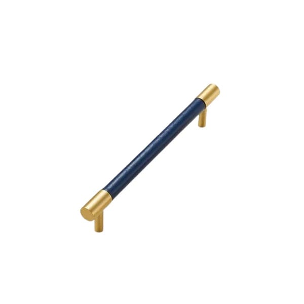 130 x 37mm (HS96) / Blue / Solid Brass and Leather Bayside Luxe - Flemington Leather Bound Handle