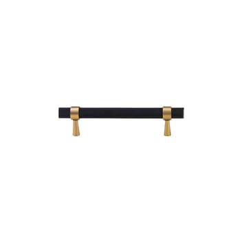 Cabinet Knobs & Handles 130 x 32mm (HS96) / Black and Satin Brass / Solid Brass Bayside Luxe - Mount Eliza Black and Satin Brass Knurled Handles