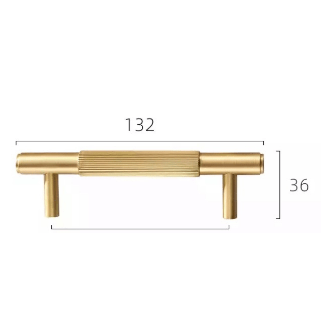 Cabinet Knobs & Handles 132 x 36mm (HS96) / Satin Brass / Solid Brass Bayside Luxe - The Toorak - Golden Brass Luxe Door Handles 132mm - 260mm