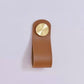 Cabinet Knobs & Handles 135 x 24mm / Caramel / Leather and Brass Bayside Luxe - Leather flat gold or silver stud pulls