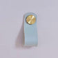 Cabinet Knobs & Handles 135 x 24mm / Light Blue / Leather and Brass Bayside Luxe - Leather flat gold or silver stud pulls