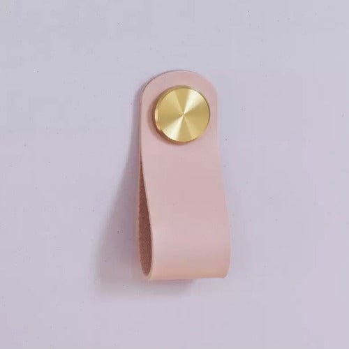 Cabinet Knobs & Handles 135 x 24mm / Pink / Leather and Brass Bayside Luxe - Leather flat gold or silver stud pulls