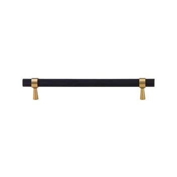 Cabinet Knobs & Handles 162 x 32mm (HS128) / Black and Satin Brass / Solid Brass Bayside Luxe - Mount Eliza Black and Satin Brass Knurled Handles