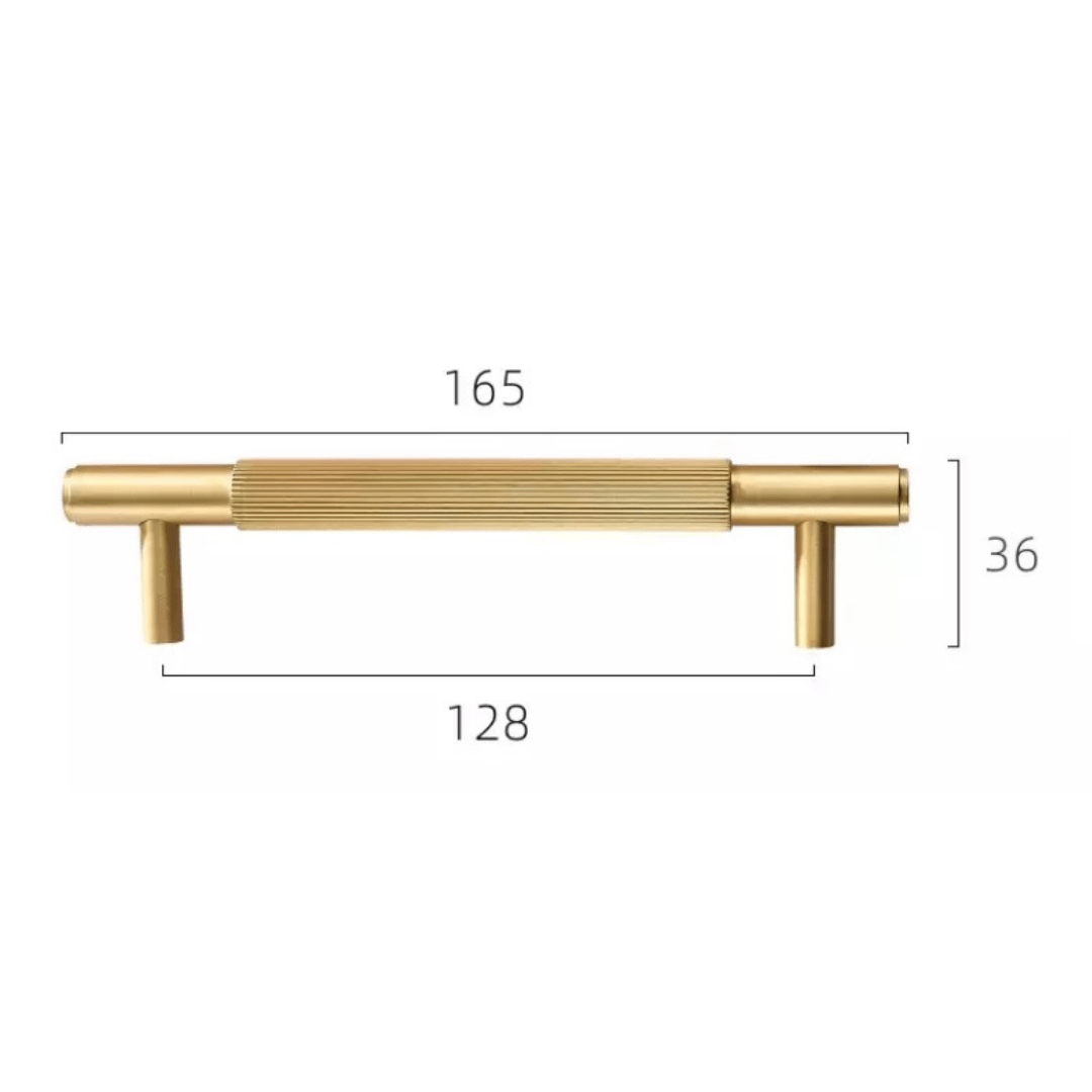 Cabinet Knobs & Handles 165 x 36mm (HS128) / Satin Brass / Solid Brass Bayside Luxe - The Toorak - Golden Brass Luxe Door Handles 132mm - 260mm