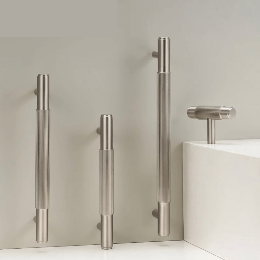 Cabinet Knobs & Handles 195 x 36mm (HS160) / Nickel / Nickel Bayside Luxe - The Toorak - Nickel Silver Luxe Door Handles 132mm - 260mm