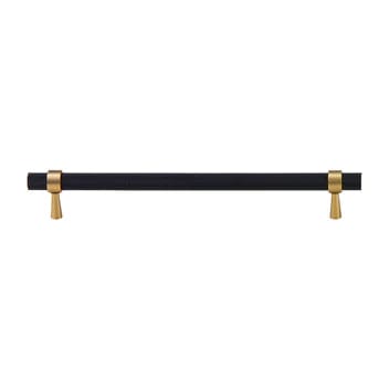 Cabinet Knobs & Handles 228 x 32mm (HS192) / Black and Satin Brass / Solid Brass Bayside Luxe - Mount Eliza Black and Satin Brass Knurled Handles