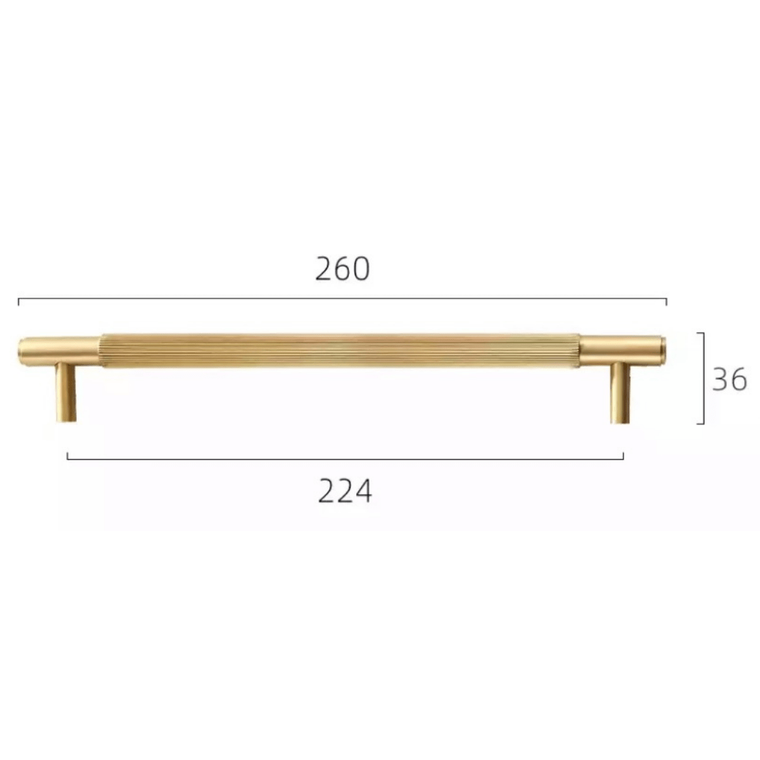 Cabinet Knobs & Handles 260 x 36mm (HS224) / Satin Brass / Solid Brass Bayside Luxe - The Toorak - Golden Brass Luxe Door Handles 132mm - 260mm