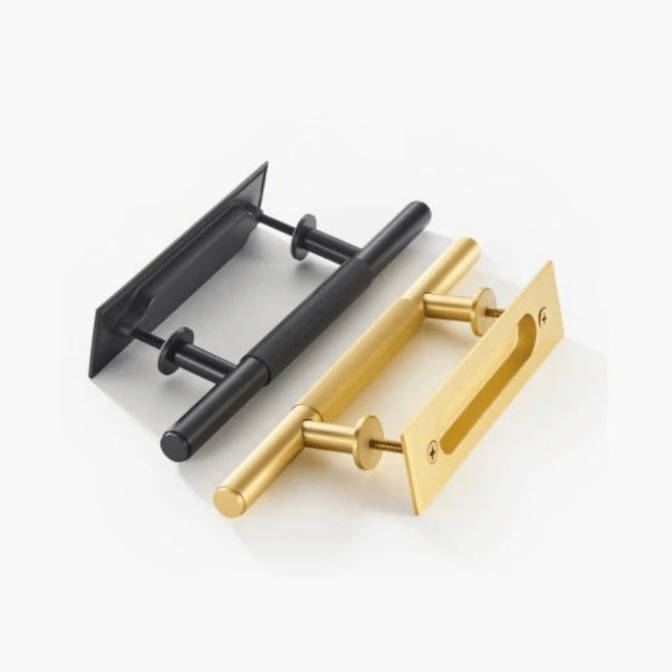 Cabinet Knobs & Handles 275 x 53mm (HS138.5) / Satin Brass / Solid Brass Bayside Luxe - Linear Knurled Toorak Brass Sliding Door Handle