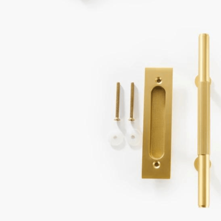 Cabinet Knobs & Handles 275 x 53mm (HS138.5) / Satin Brass / Solid Brass Bayside Luxe - Linear Knurled Toorak Brass Sliding Door Handle