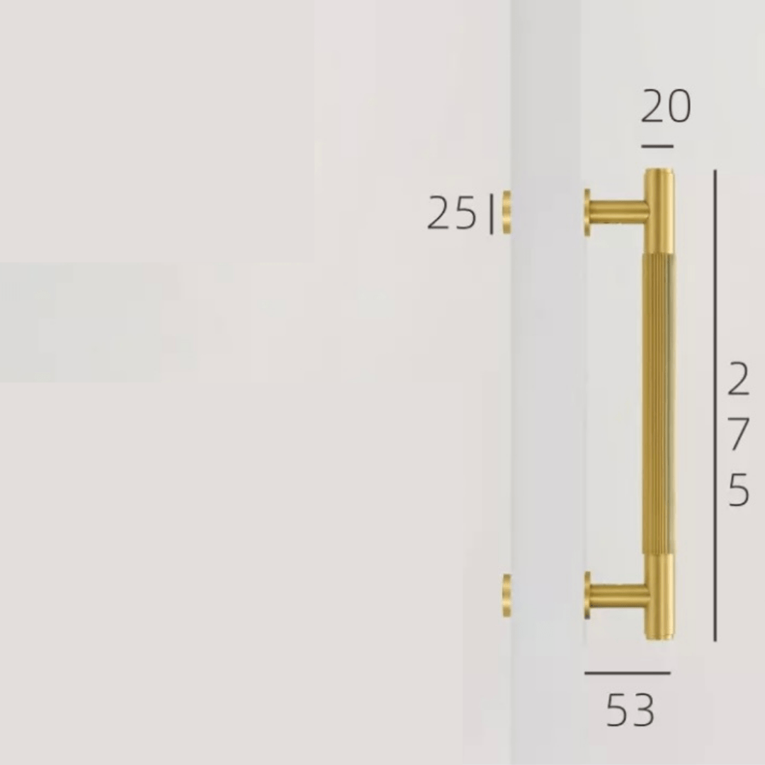 Cabinet Knobs & Handles 275mm (HS224) / Brass / Solid Brass Bayside Luxe - Toorak Linear Knurled Brass Single Door Handle