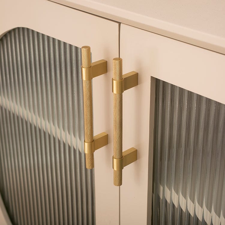 Cabinet Knobs & Handles 284 x 34mm (HS224) / Satin Brass / Solid Brass Bayside Luxe - Scarborough Cross Knurled Handle - Brass