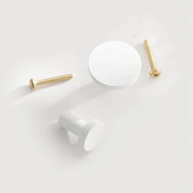 Cabinet Knobs & Handles 32 x 25mm / White / Solid Brass Bayside Luxe - The White Range - Solid Brass Knob