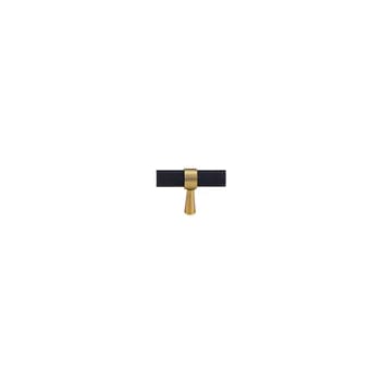 Cabinet Knobs & Handles 50 x 32mm T Bar / Black and Satin Brass / Solid Brass Bayside Luxe - Mount Eliza Black and Satin Brass Knurled Handles