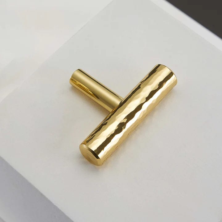 Cabinet Knobs & Handles 50 x 34mm / Gold Hammer Finish / Solid Brass Bayside Luxe - Hobart Hammer T Bar Handles