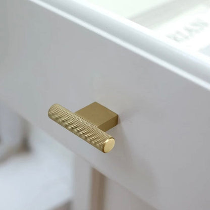 Cabinet Knobs & Handles 54 x 31mm T Bar / Satin Brass / Solid Brass Bayside Luxe - Camberwell knurled T Bar handle