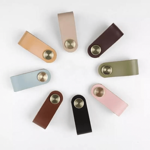 Cabinet Knobs & Handles Bayside Luxe - Leather flat gold or silver stud pulls