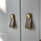 Cabinet Knobs & Handles Bayside Luxe - Leather flat gold or silver stud pulls