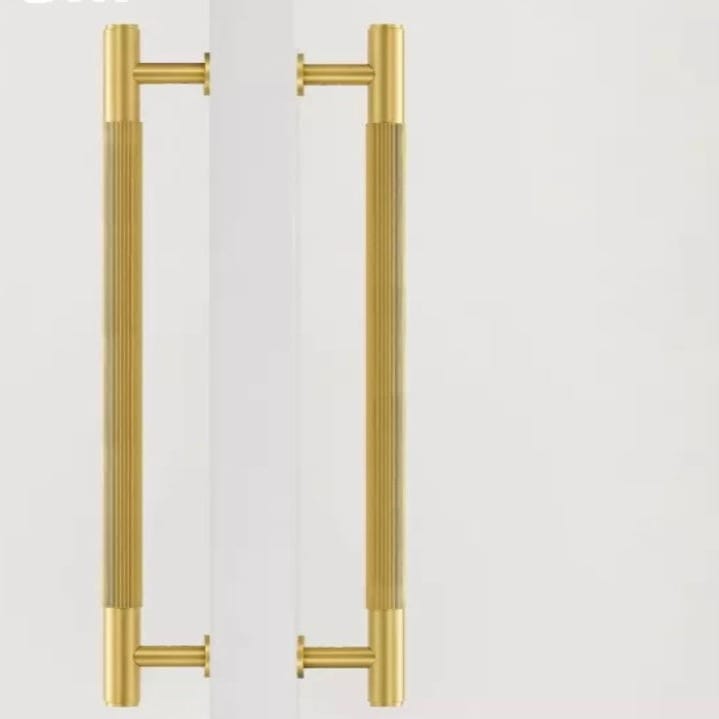 Cabinet Knobs & Handles Bayside Luxe - Toorak Linear Knurled Brass Double Door Handle