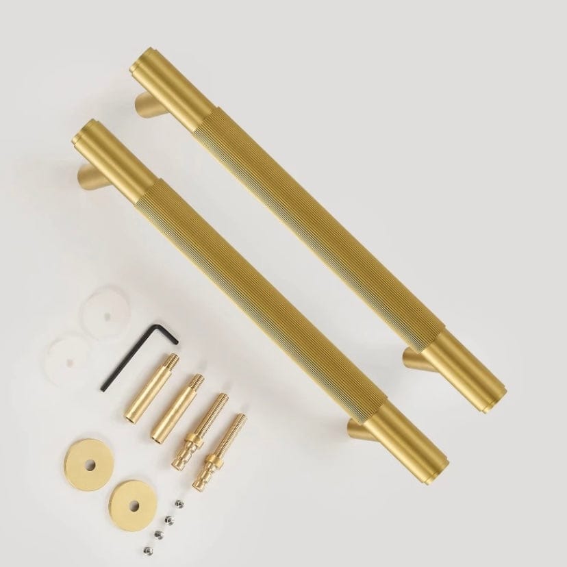 Cabinet Knobs & Handles Bayside Luxe - Toorak Linear Knurled Brass Single Door Handle