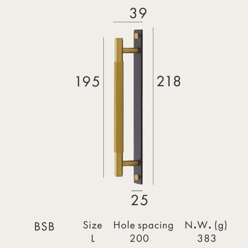 Cabinet Knobs & Handles Black and Brass / Solid Brass Luxe Doorware - Toorak Door Pull - Handle with Back Plate - Black and Brass