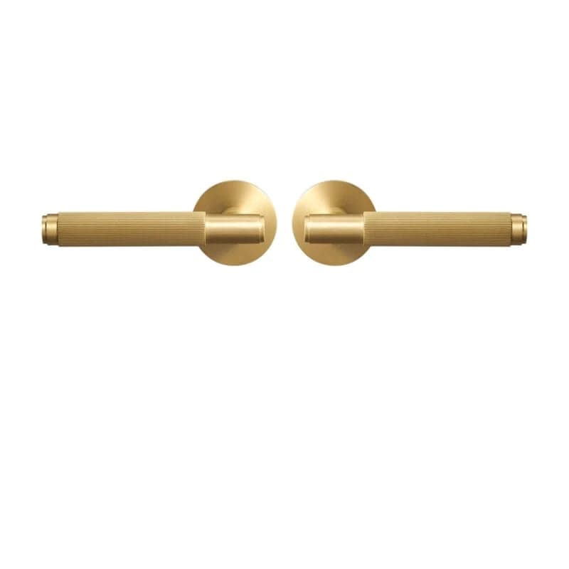 Door Handle Brass / Solid Brass Luxe Doorware - Toorak Door Handle with Privacy Thumb Turn - Brass