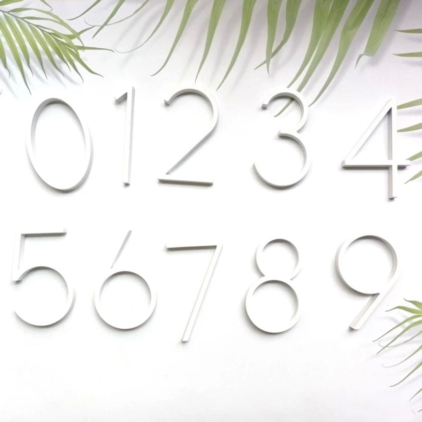 House Numbers and Letters Bayside Luxe - White Floating and Flush House Numbers 125mm