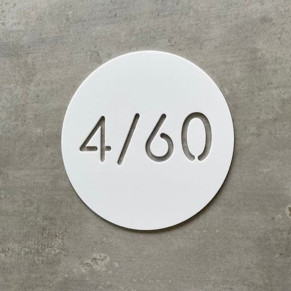 Matt White Bayside Luxe - Personalised House Number Circle Sign 20cm