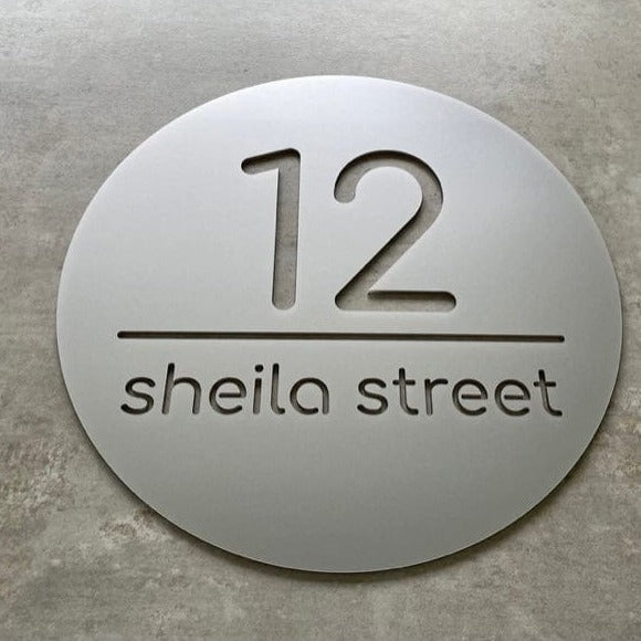 Metallic Silver Bayside Luxe - Personalised House Circle Sign 30cm