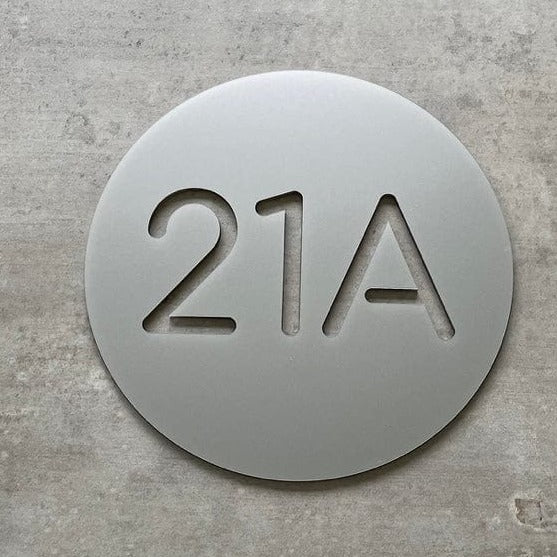 Metallic Silver Bayside Luxe - Personalised House Number Circle Sign 20cm