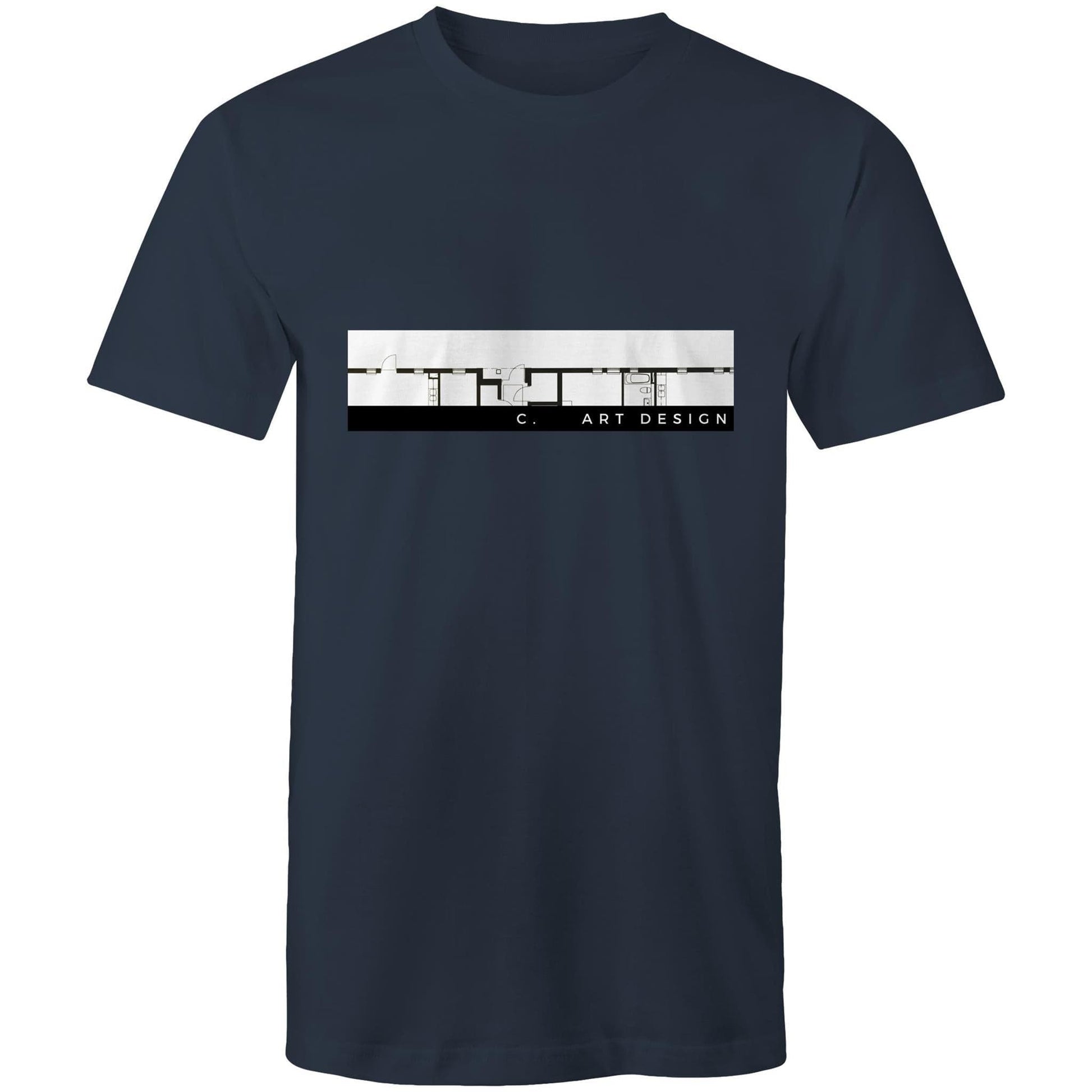 Navy / Small C. Art Design - Architectural Map T-Shirt